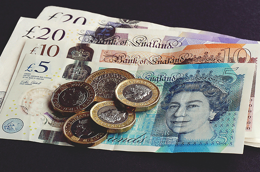 pounds laid out on flat surface