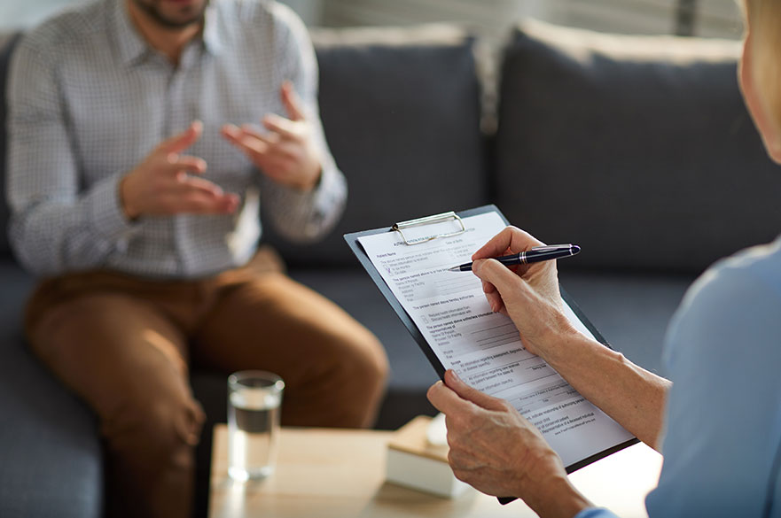 Psychologist in meeting