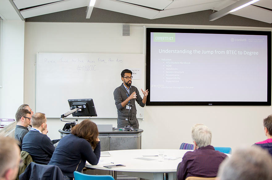 Lecturer teaching in classroom