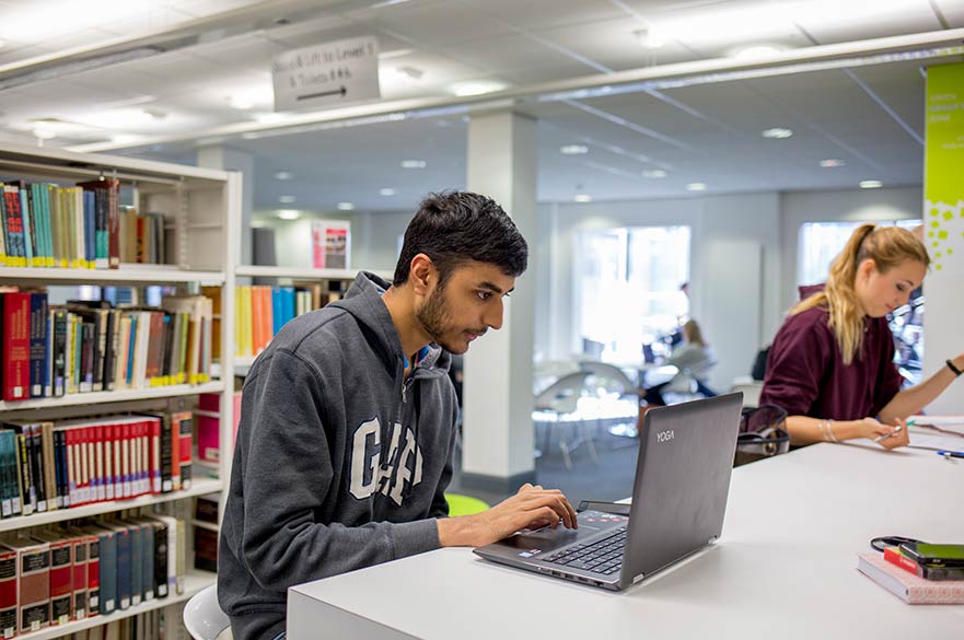 Students studying in library