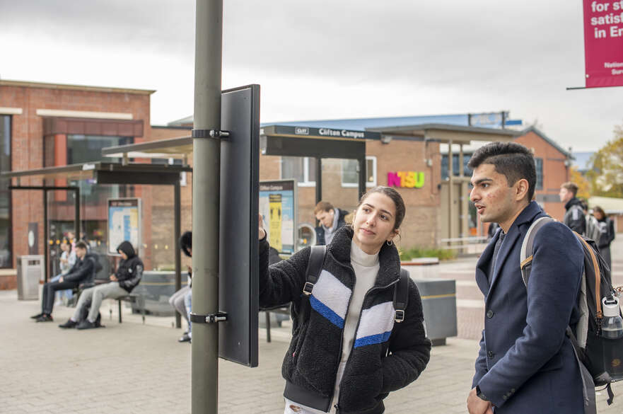 Students at bus stop