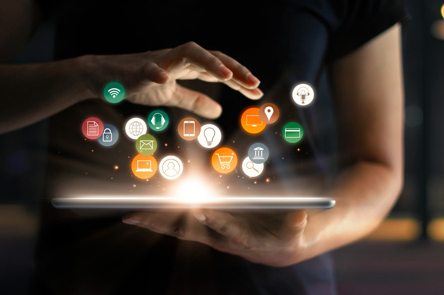 An AI-generated image of a person holding a laptop.