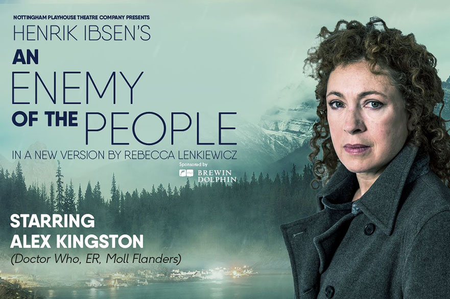 An Enemy of the People poster with Alex Kingston on it.
