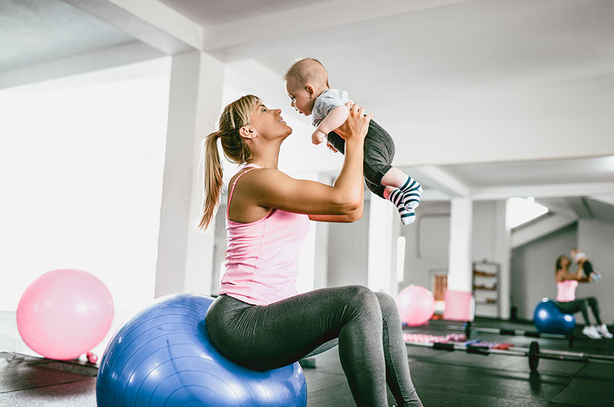 New mum in gym