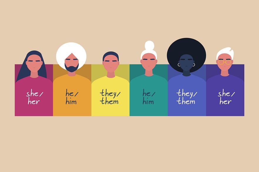 Graphic of people with different gender pronouns