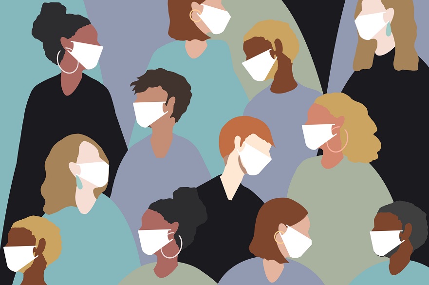 Graphic of people in masks