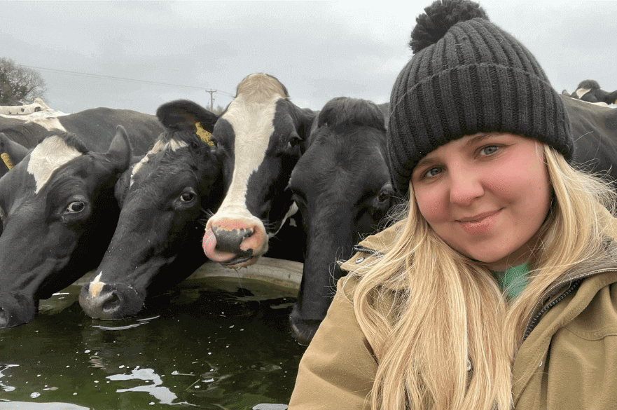 Daisy Haigh with cows