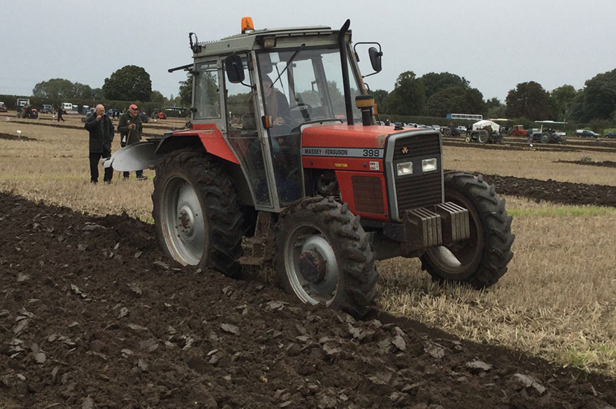 FE Student competing in ploughing match at Flintham