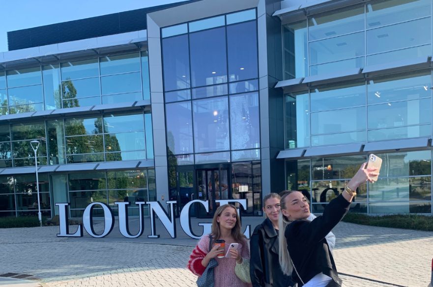 Fashion Management students outside Lounge HQ