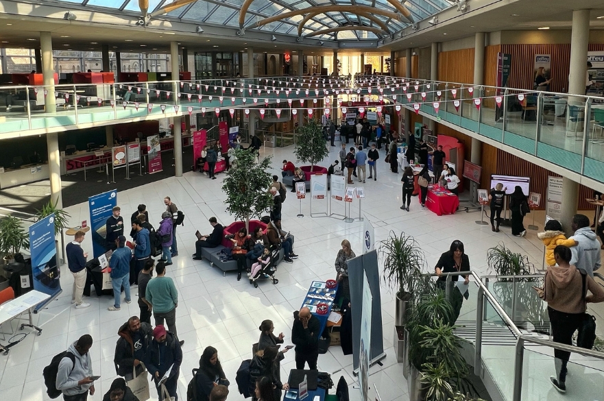 ADBE student fair in the Newton building at NTU