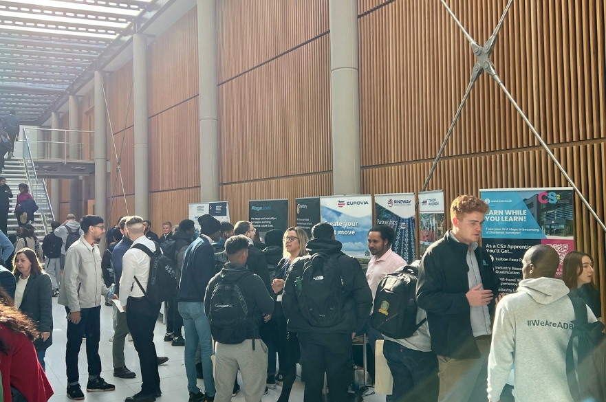 ADBE student fair in the Newton building at NTU