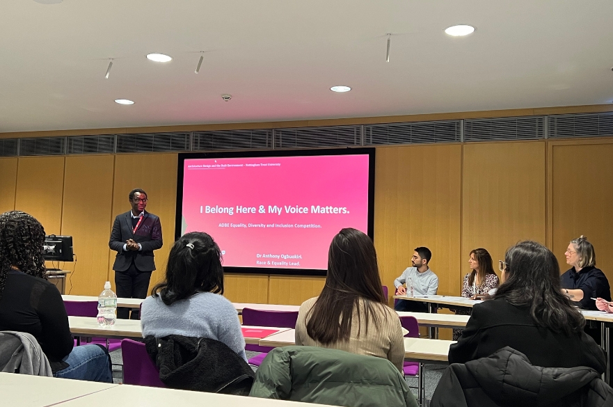 NTU academic introducing the event in front of an audience