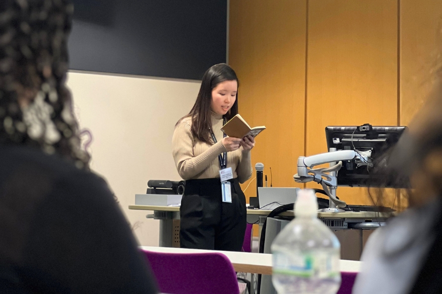 ADBE student presenting her work
