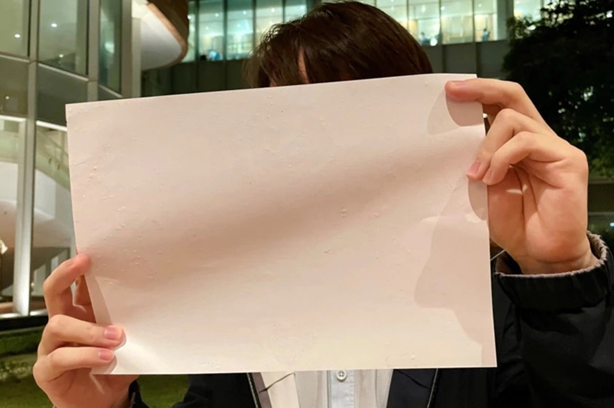 A white paper protester