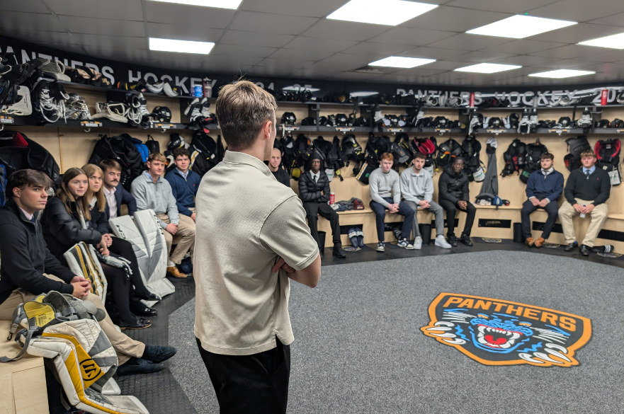 Nottingham Panthers Head of Business Development with NTU Students.