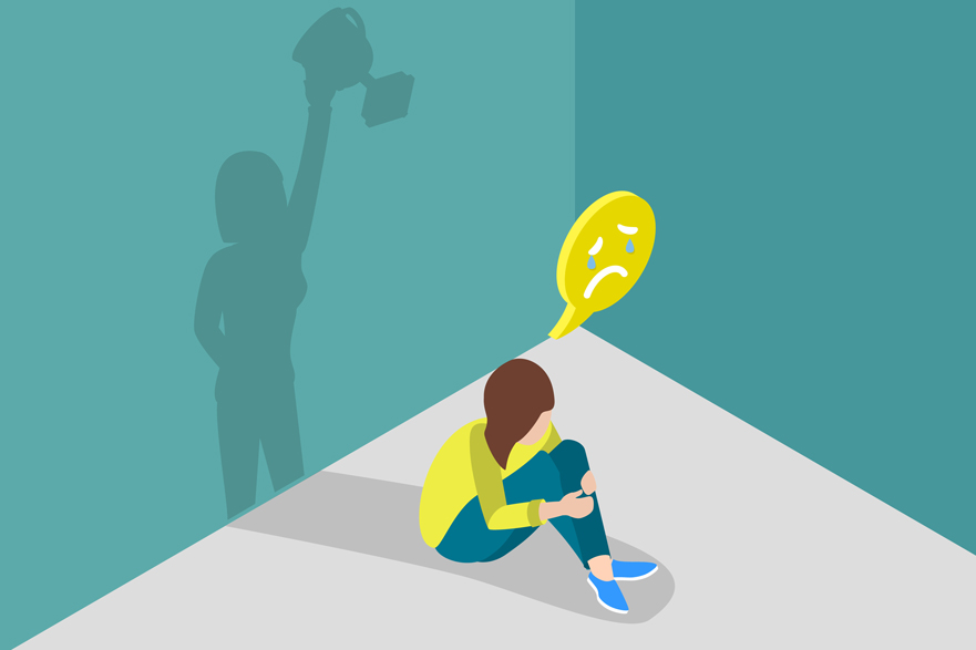 Cartoon woman suffering from impostor syndrome