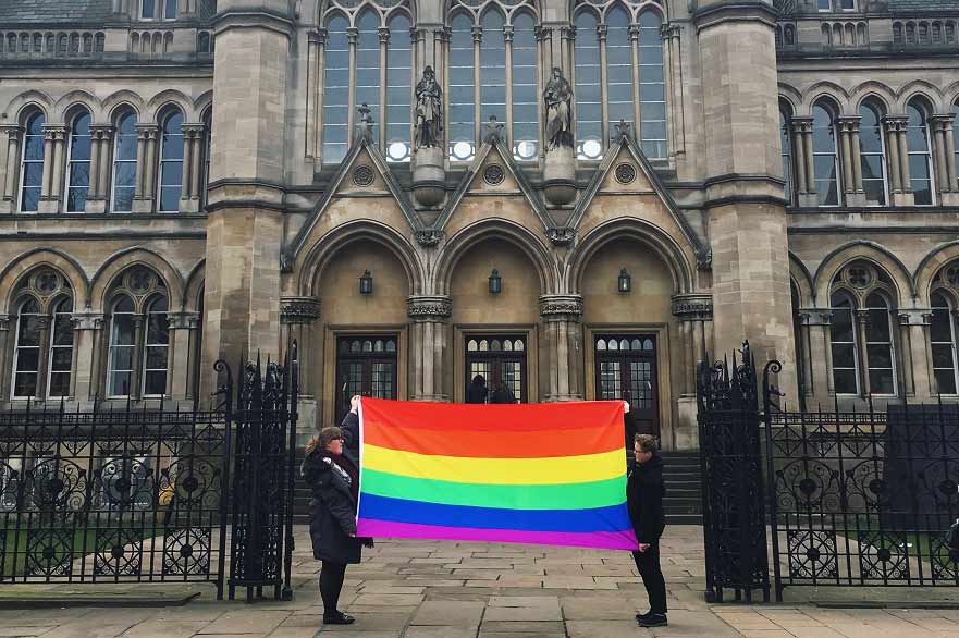 Pride flag outside Arkwright building