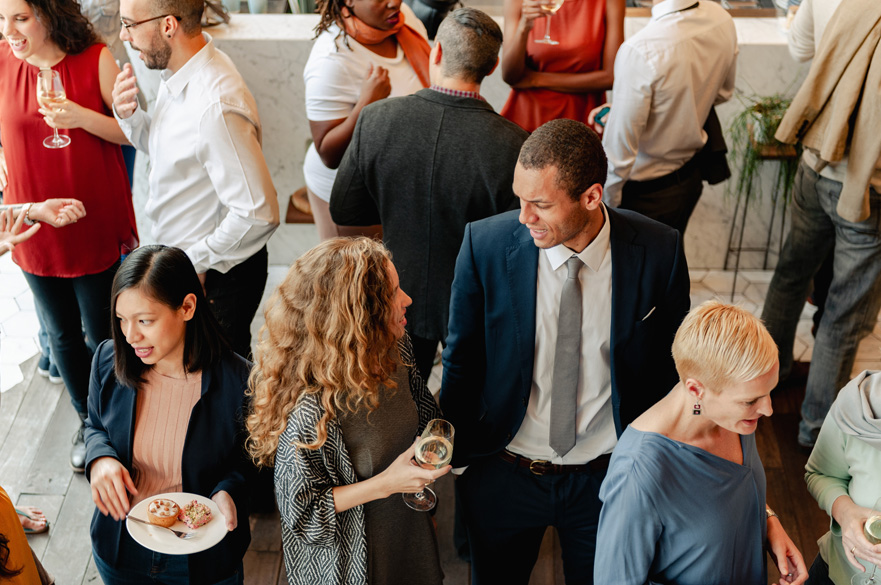People networking and forming connections.
