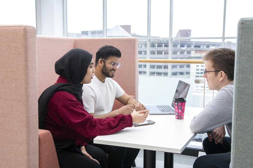 Students working together at the Postgraduate Centre.