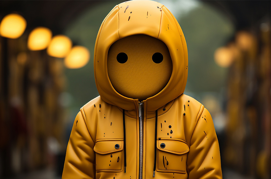 Cartoon boy with hoodie on