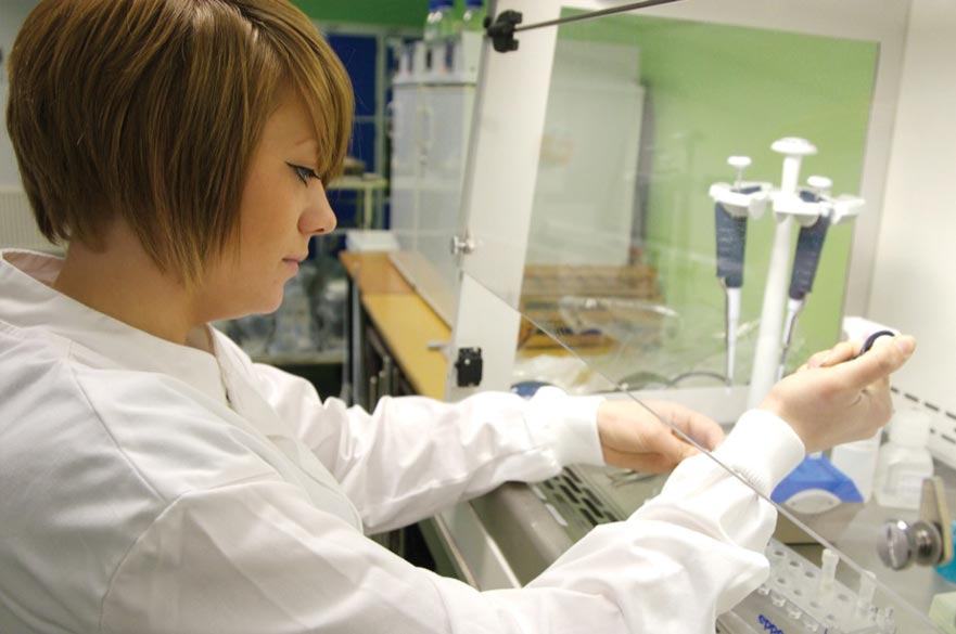 Doctoral student in a lab