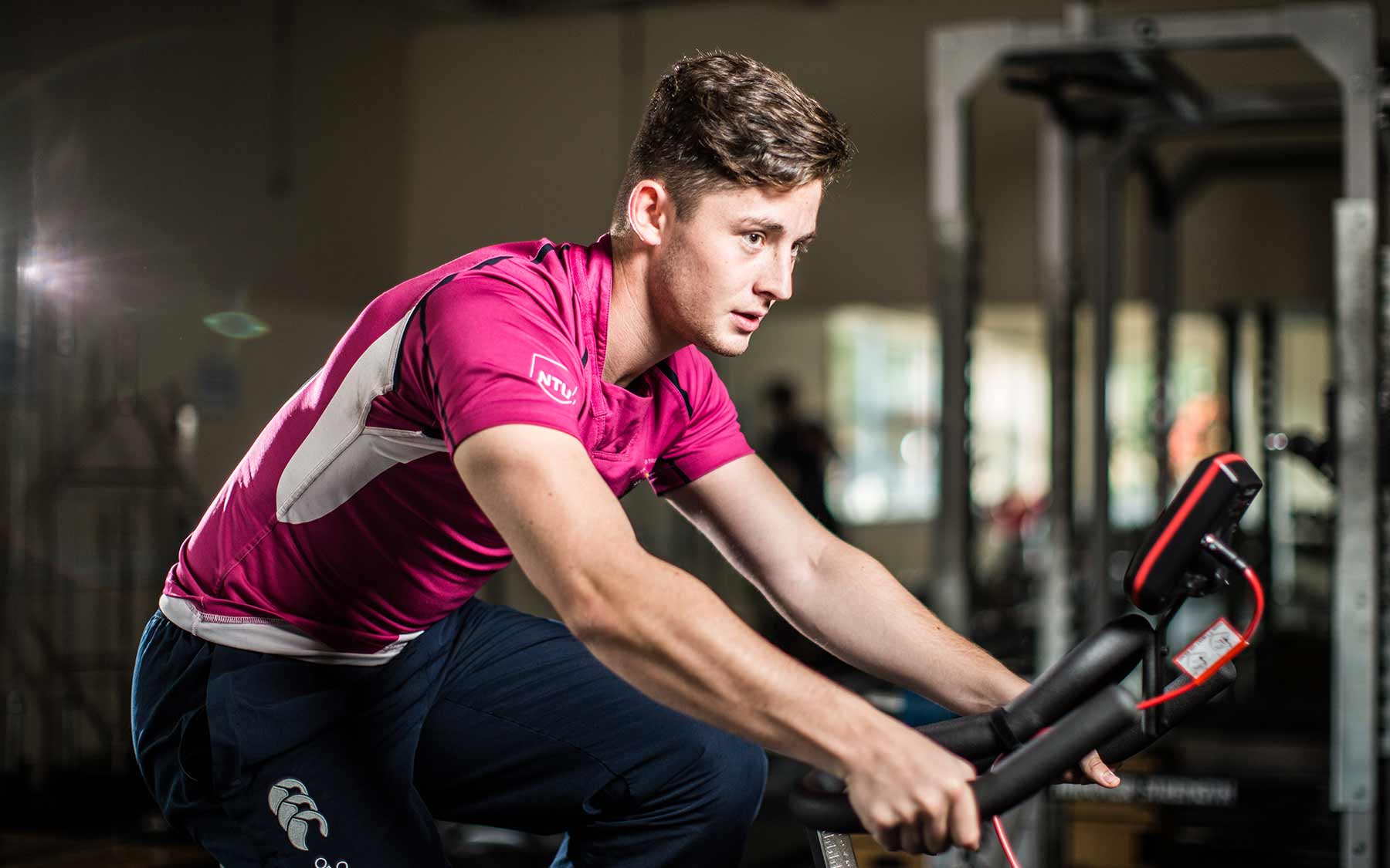 man on an exercise bike