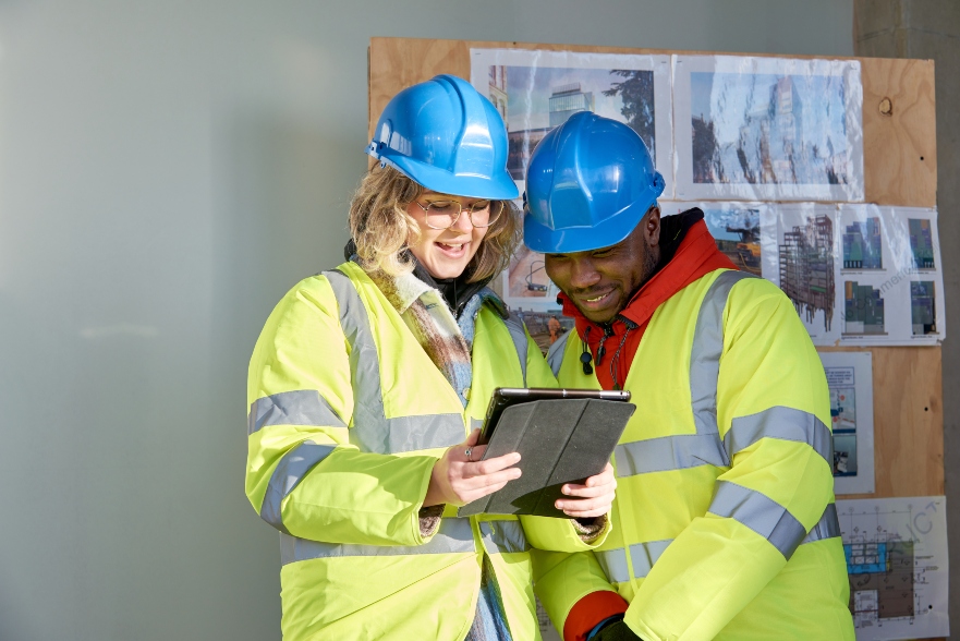 Image of building surveying students