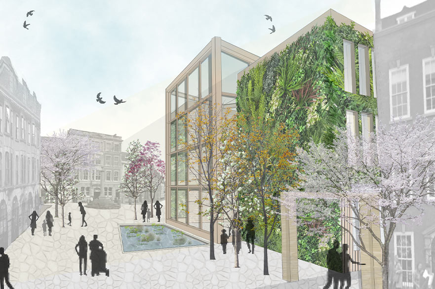 Architectural drawings of an environmental friendly building