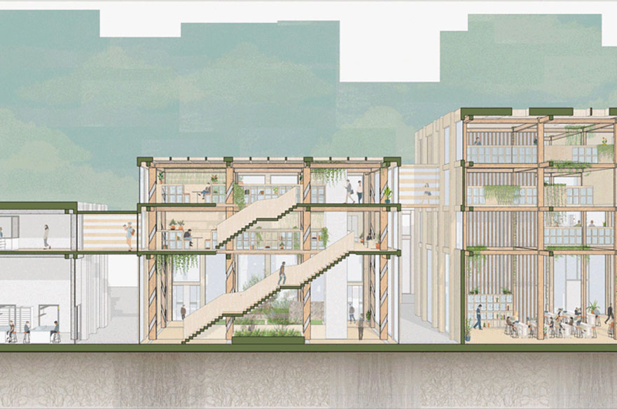Drawings of an eco friends building