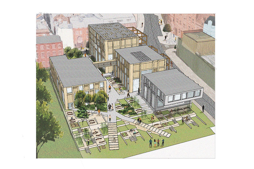 Drawings of a sustainable forward building