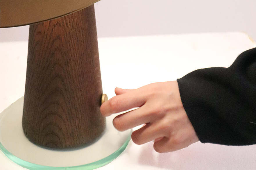 Hand turning on a lamp