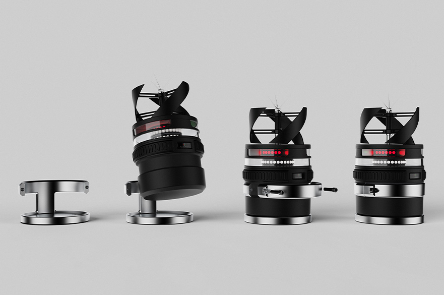 Render of different camera lenses