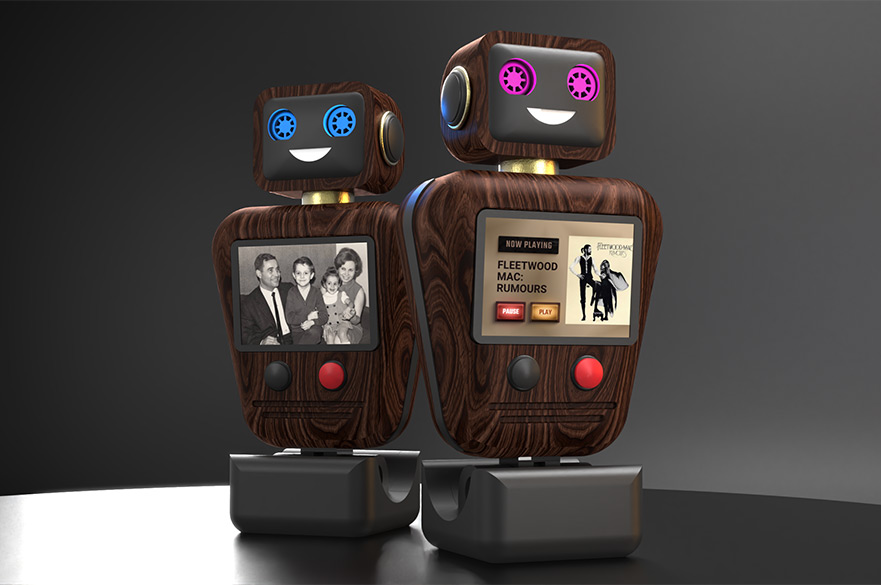 Render of two smiling robots