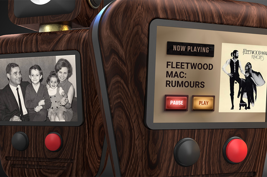 Render of two wooden robots