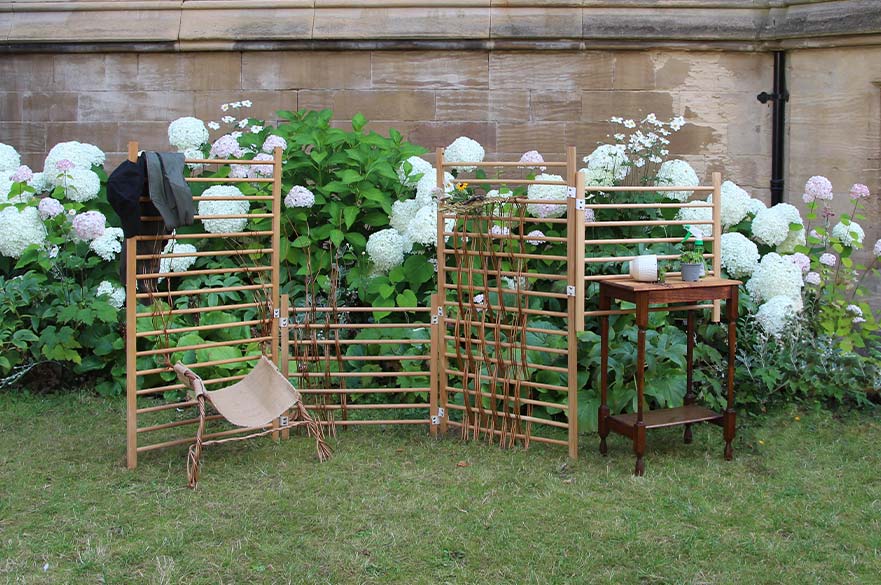 Picture of a wooden structure made out of recycled materials