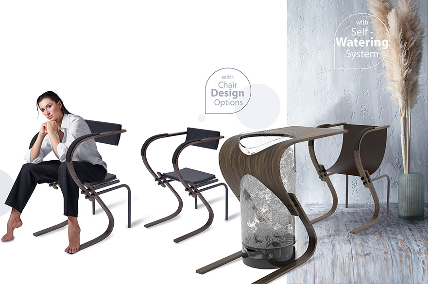 Render of a new office desk and chair