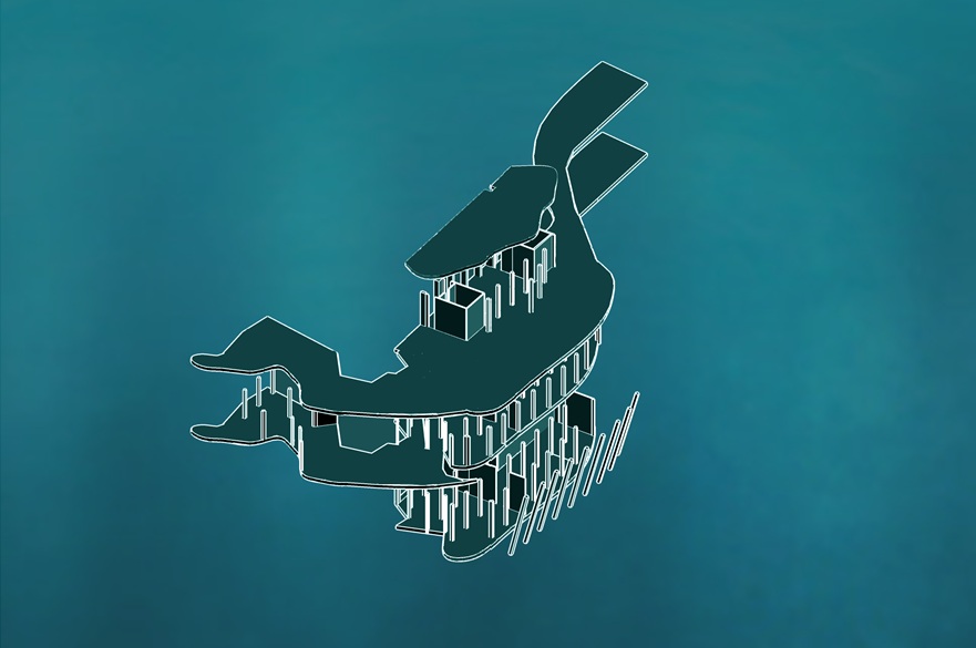 An architect's 'sketch-up model' of a building.