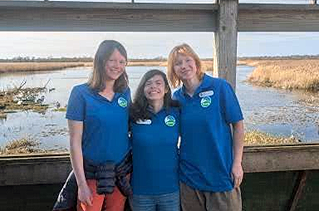 Alexandra and her colleagues pose at RSPB Strumpshaw Fen