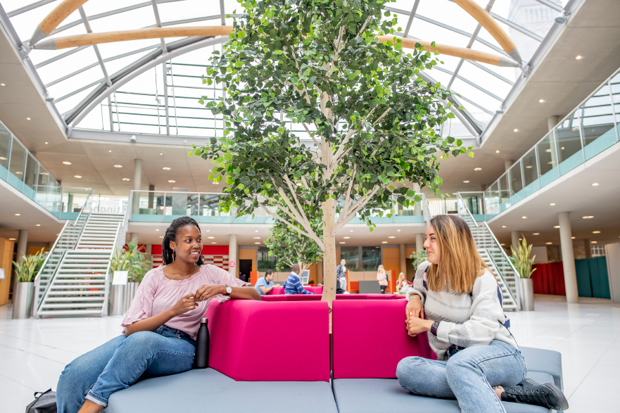 Students sat in Newton building