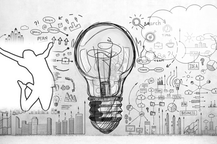 Image of lightbulb and drawings of study