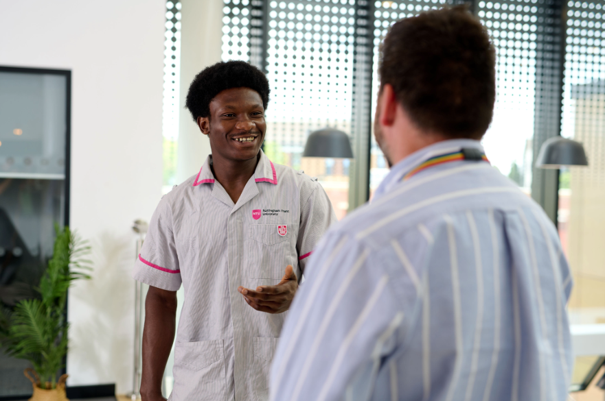Three nursing students outside the HAP Centre on Clifton Campus