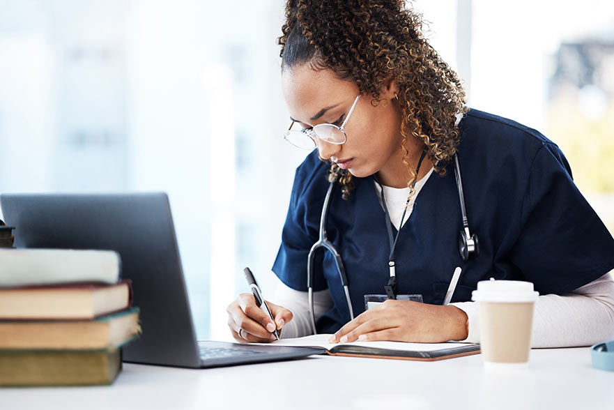 Nurse doing paperwork