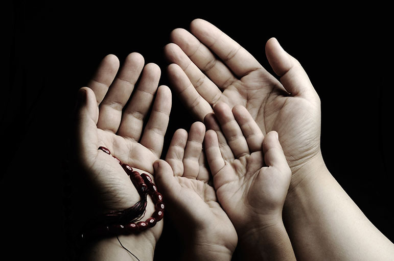 Adult and child hands
