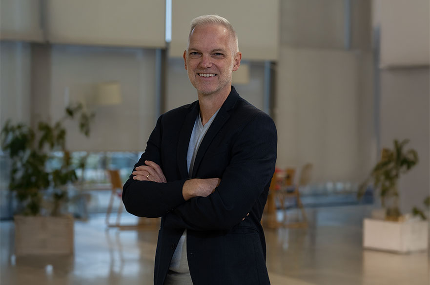 Professor Frank Austermuehl pictured in the Pavilion, Clifton Campus.