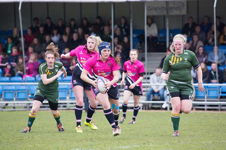 women playing rugby at NTU
