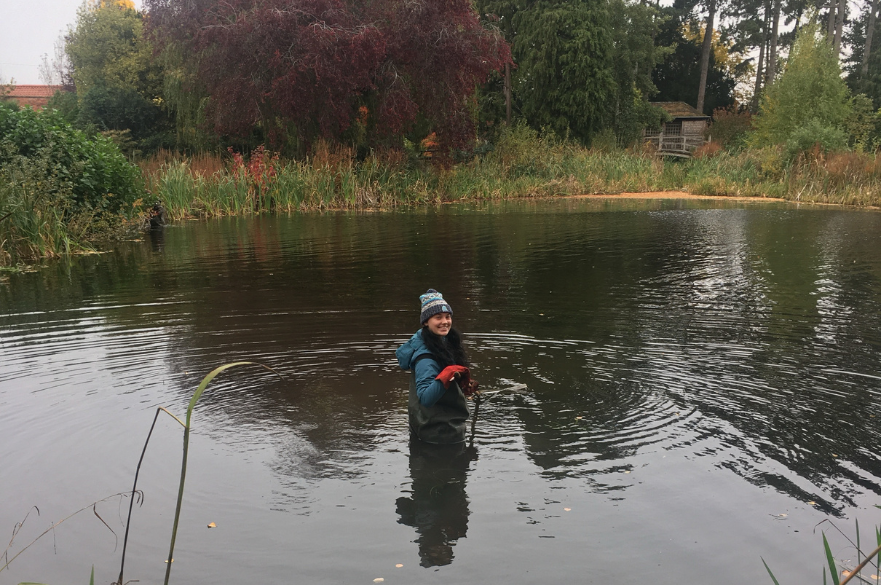 Image of Rachel Smith in the pond