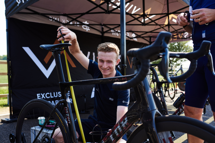 Connor with the bike at the event