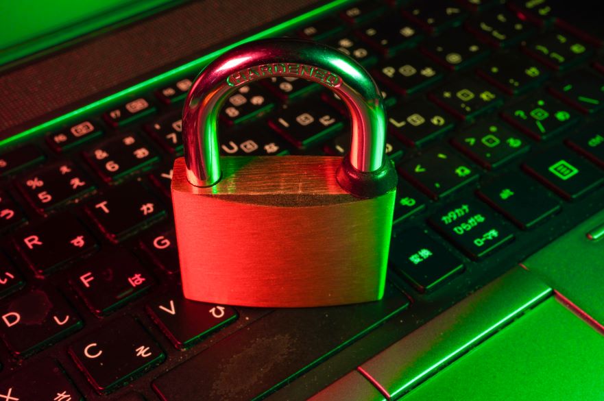 A keyboard with a padlock on