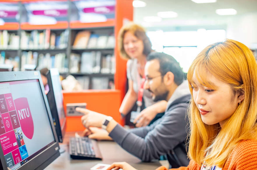 Students using NTU library