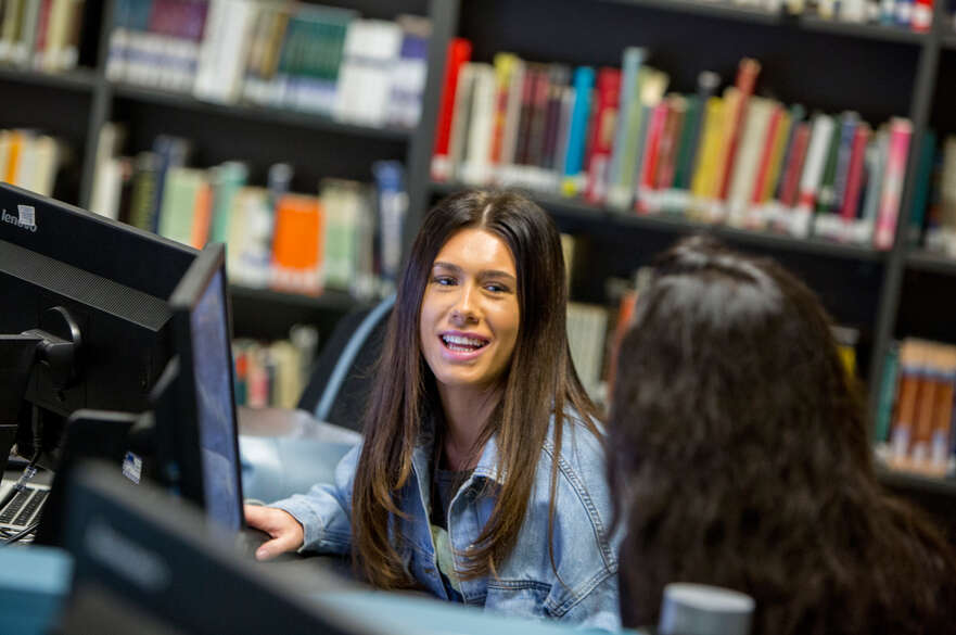 Student working at a PC